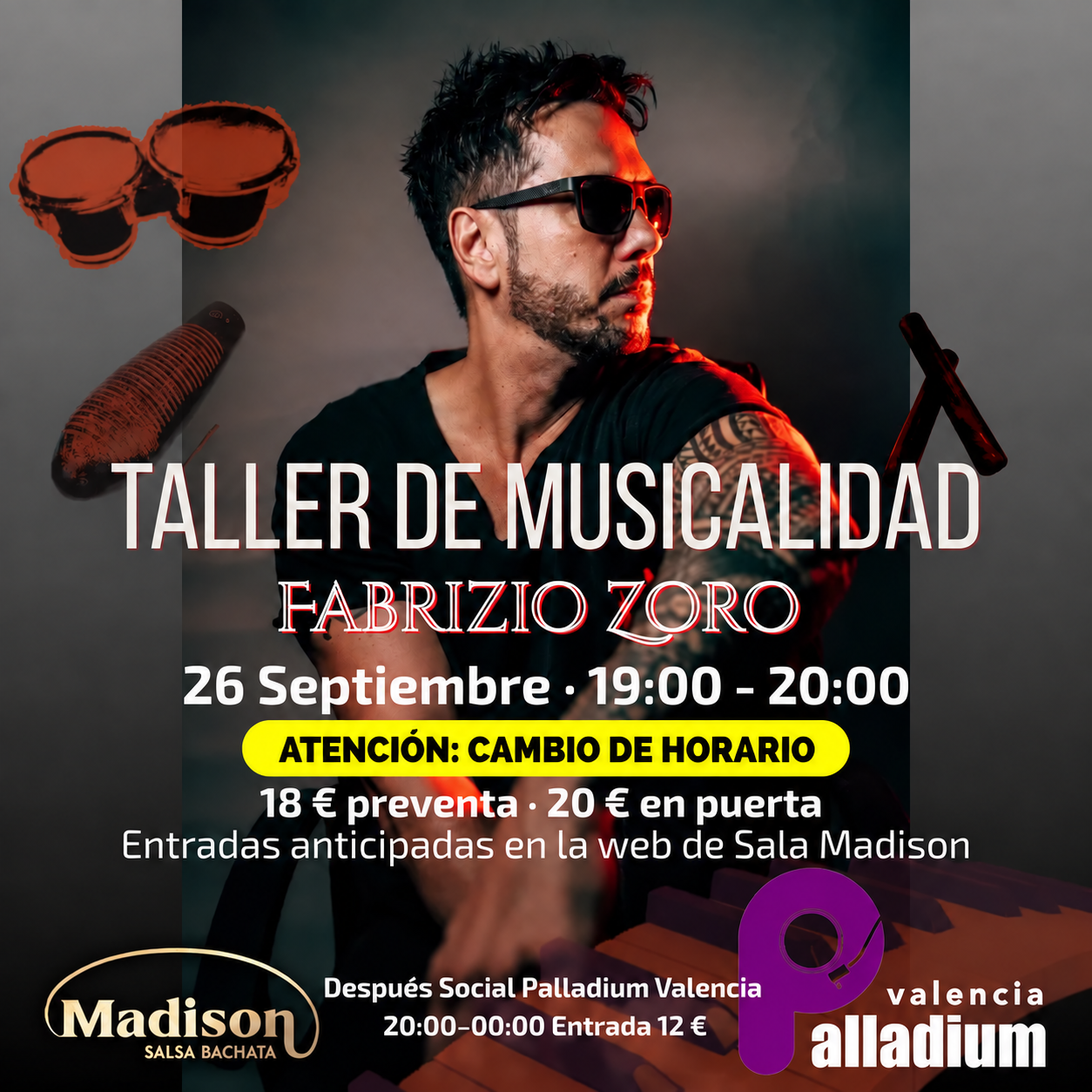 Taller de musicalidad con Fabrizio Zoro + Fiesta Palladium